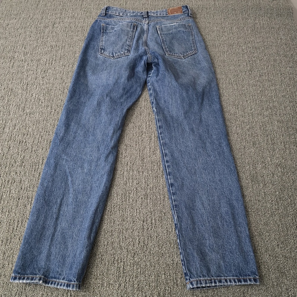 Zara Z1975 Womens 2 High Rise Straight Leg Cuffed Jeans Blue 100% Cotton - Picture 8 of 9